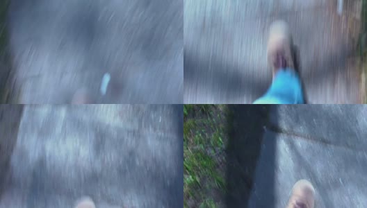 醉醺醺的男鞋在林间小路上行走，醉鬼趔趄地走在城市里高清在线视频素材下载