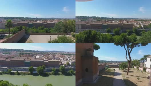 意大利罗马台伯河的鸟瞰图高清在线视频素材下载