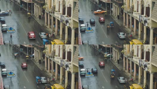 哈瓦那大街上挤满了人和老爷车高清在线视频素材下载