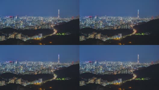 韩国首尔市和乐天大厦。时间流逝4 k高清在线视频素材下载