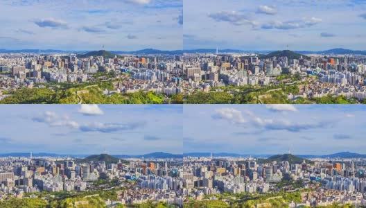 韩国首尔城市天际线的时间流逝。高清在线视频素材下载