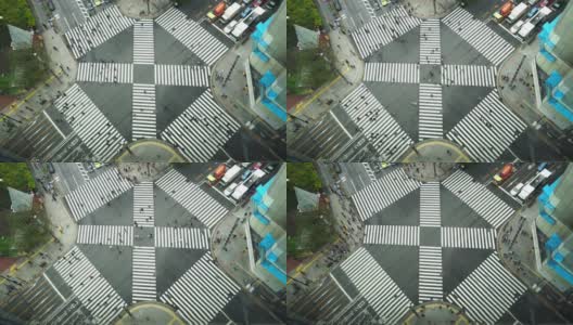 行人十字路口人行横道银座人行横道汽车交通的4K视频高清在线视频素材下载
