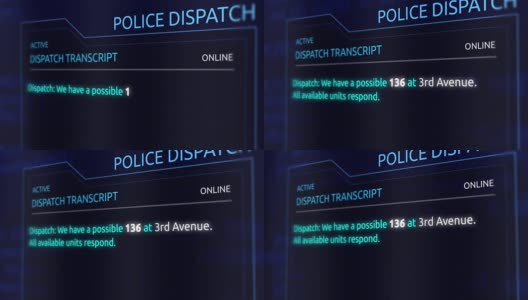 虚拟警察调度记录图形界面-代码136 -人质情况高清在线视频素材下载