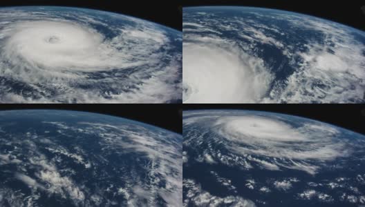 海上的飓风风暴。,卫星视图。高清在线视频素材下载
