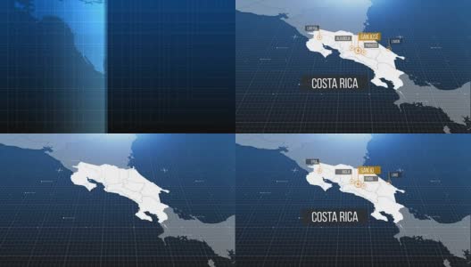 哥斯达黎加的地图高清在线视频素材下载