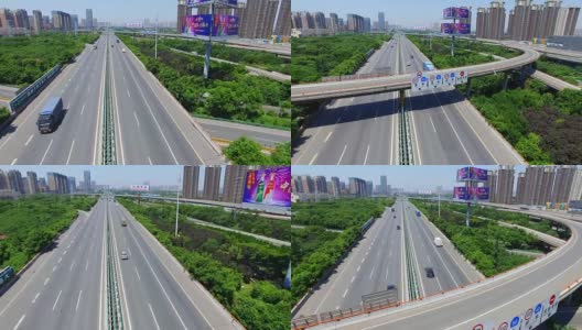 高架桥上交通的航拍/中国西安。高清在线视频素材下载