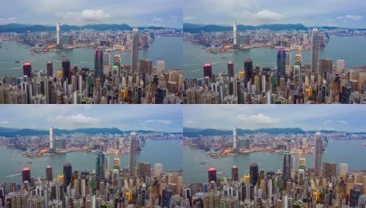 香港无人驾驶飞机超延时拍摄维多利亚港夜景高清在线视频素材下载