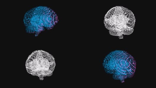 人脑循环旋转的计算机模型。带有alpha通道的动画高清在线视频素材下载