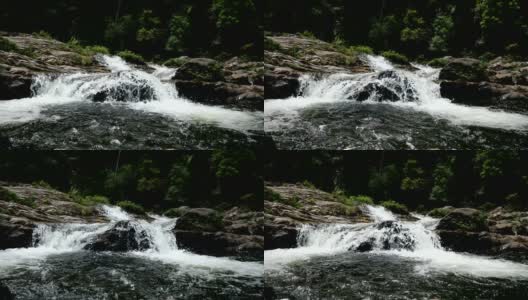 姊妹瀑布景观，自然的南部海南省，中国高清在线视频素材下载