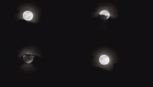 夜空中有云有月的景象高清在线视频素材下载