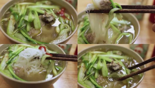 POV的越南面条碗包子Ca面条与汤高清在线视频素材下载