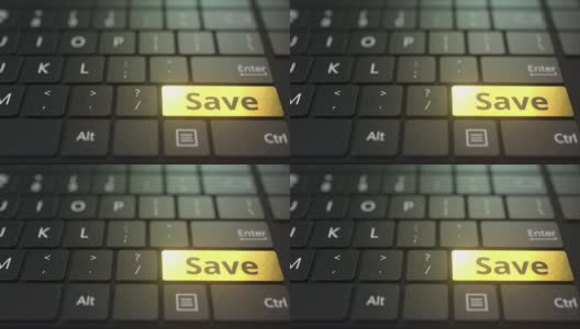 黑色键盘和金色保存键高清在线视频素材下载