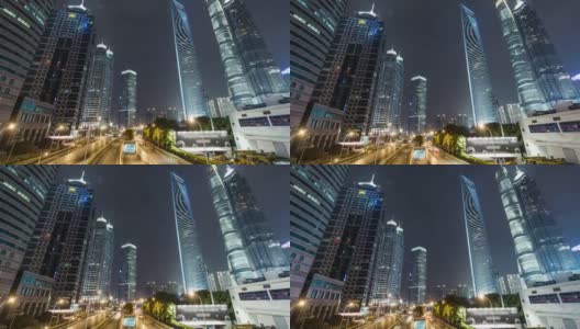 T/L TU上海摩天大楼的夜晚高清在线视频素材下载