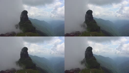 中国贵州梵净山新黄金峰和山谷全景高清在线视频素材下载