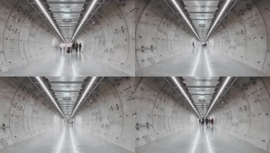 4k分辨率时间流逝行人现代隧道，拥挤的通勤者步行地铁站。科技交通理念，亚洲城市生活理念高清在线视频素材下载