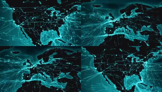 地球连接。北美,欧洲。高清在线视频素材下载