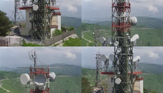 电信天线鸟瞰图电信塔高清在线视频素材下载