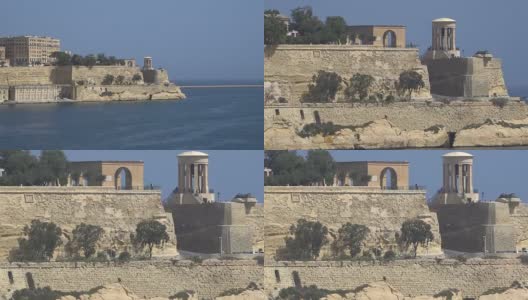 瓦莱塔-马耳他，2018年4月:地中海，瓦莱塔和马耳他岛从Fort Saint Angelo..高清在线视频素材下载