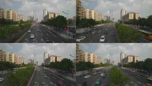 日落时分广州市交通街道屋顶全景4k高清在线视频素材下载