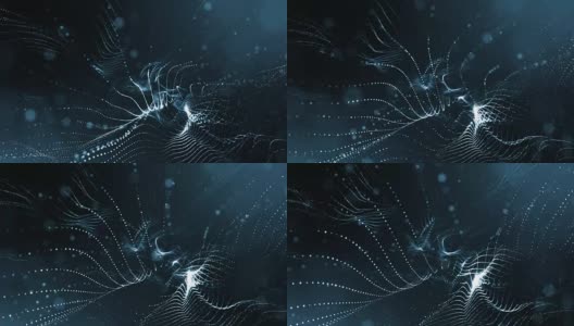 3d循环动画作为科幻小说背景发光粒子与景深和bokeh为vj循环。粒子形成线和面网格。V3黑高清在线视频素材下载