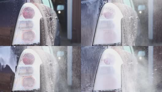 用泡沫洗脏车高清在线视频素材下载