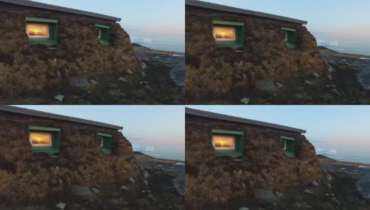 日落时分的伊卢利萨特湾与冰山在北冰洋在格陵兰岛高清在线视频素材下载
