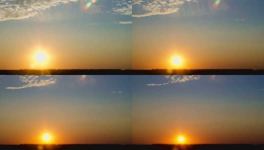 在平坦的风景上日落的时间流逝高清在线视频素材下载