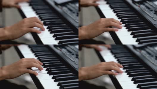 一个人练习乐器键盘高清在线视频素材下载