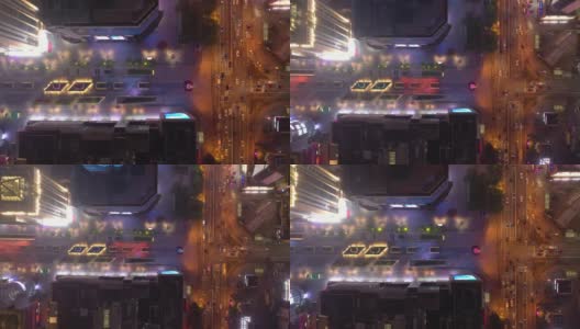 夜光时分照亮深圳著名商业街高空俯仰全景4k中国高清在线视频素材下载