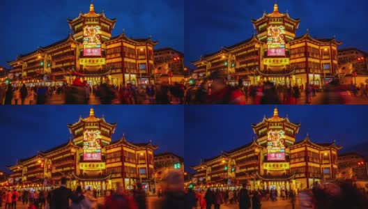在中国上海的豫园，人们庆祝除夕的时间已经过去了。高清在线视频素材下载