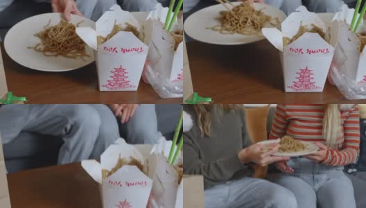圣诞节吃中国菜高清在线视频素材下载