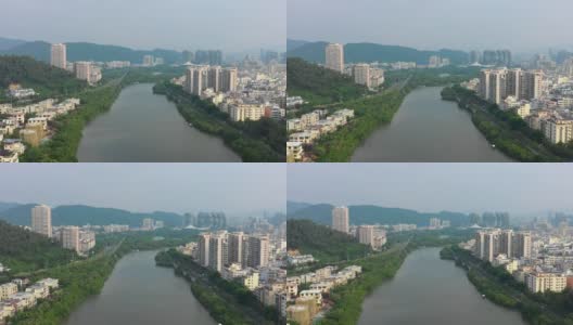 日落时间时间海南岛三亚市航拍河滨全景4k中国高清在线视频素材下载