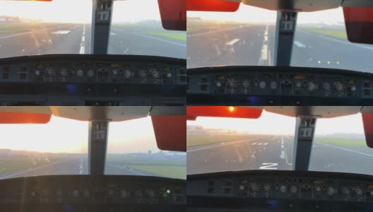飞机正在拍摄日落时的客舱视角高清在线视频素材下载
