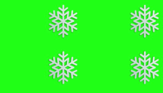 雪花在绿色复制空间背景动画素材视频-圣诞节，新年，冬天，购物，市场营销，企业和商业的概念-贺卡动画-包括绿色屏幕的色彩键控高清在线视频素材下载