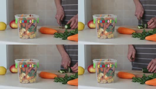 水果和蔬菜皮的堆肥桶高清在线视频素材下载
