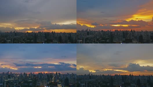 美丽的时间流逝云和天空在曼谷的城市景观，泰国高清在线视频素材下载