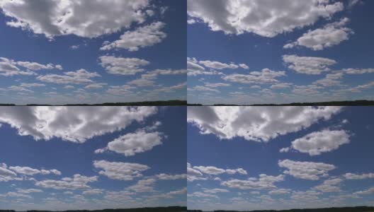 许多小白云在快速移动。视图从下面。间隔拍摄。高清在线视频素材下载