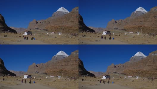 朝圣者在去西藏冈仁波齐山的路上高清在线视频素材下载