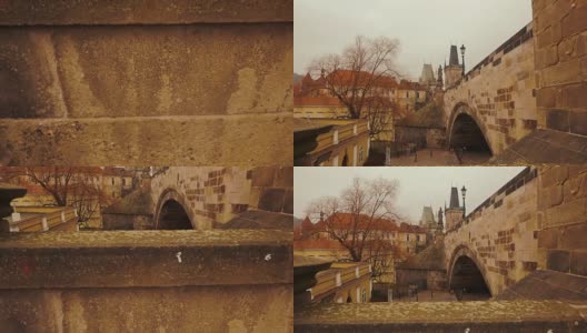 布拉格查理大桥的倾斜镜头高清在线视频素材下载