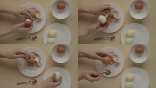 手剥鸡蛋高清在线视频素材下载