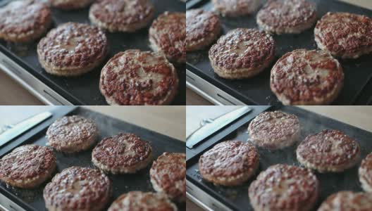 电烤架上自制汉堡高清在线视频素材下载