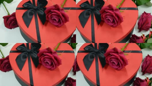情人节礼物盒和玫瑰高清在线视频素材下载