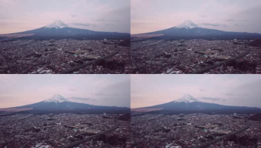 鸟瞰图视频4k。日本富士山的最佳观景地点是樱花塔寺。日本高清在线视频素材下载