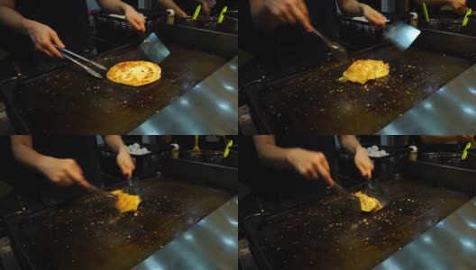 厨师制作台湾煎饼高清在线视频素材下载