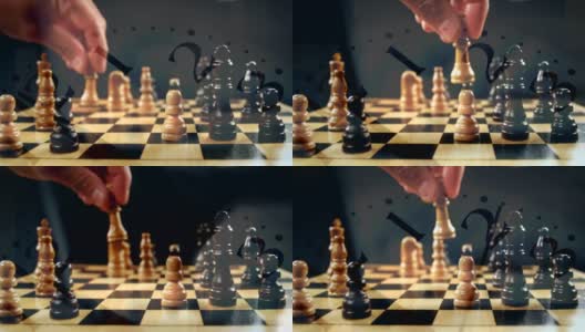 钟和一个人下棋高清在线视频素材下载