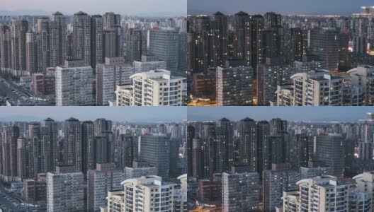 T/L PAN城市住宅区，白天到晚上/北京，中国高清在线视频素材下载