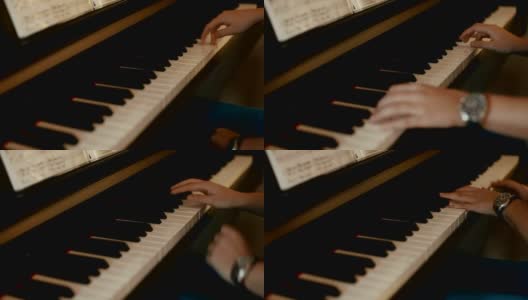 少女弹钢琴高清在线视频素材下载