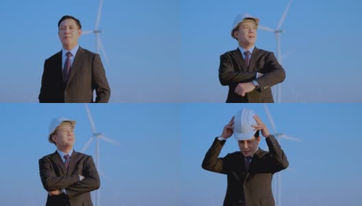 投资者探索安装风力涡轮机以产生无污染的清洁能源。高清在线视频素材下载