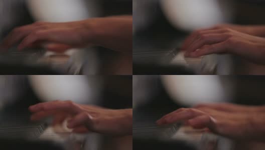 女子弹钢琴近景拍摄高清在线视频素材下载