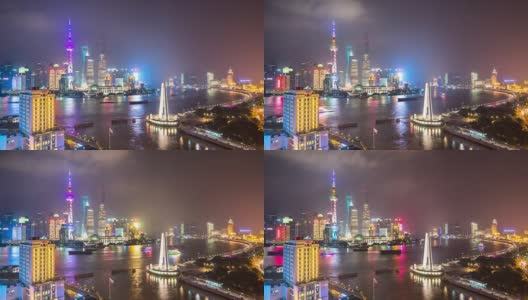 上海夜景和天际线。间隔拍摄4 k高清在线视频素材下载
